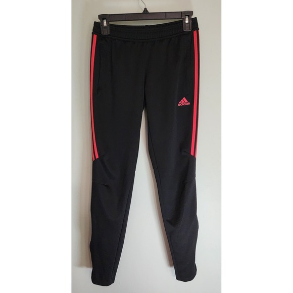 Adidas Track Pants ClimaCool Training Soccer Athletic Black‎ Red Stripe S - Picture 1 of 5
